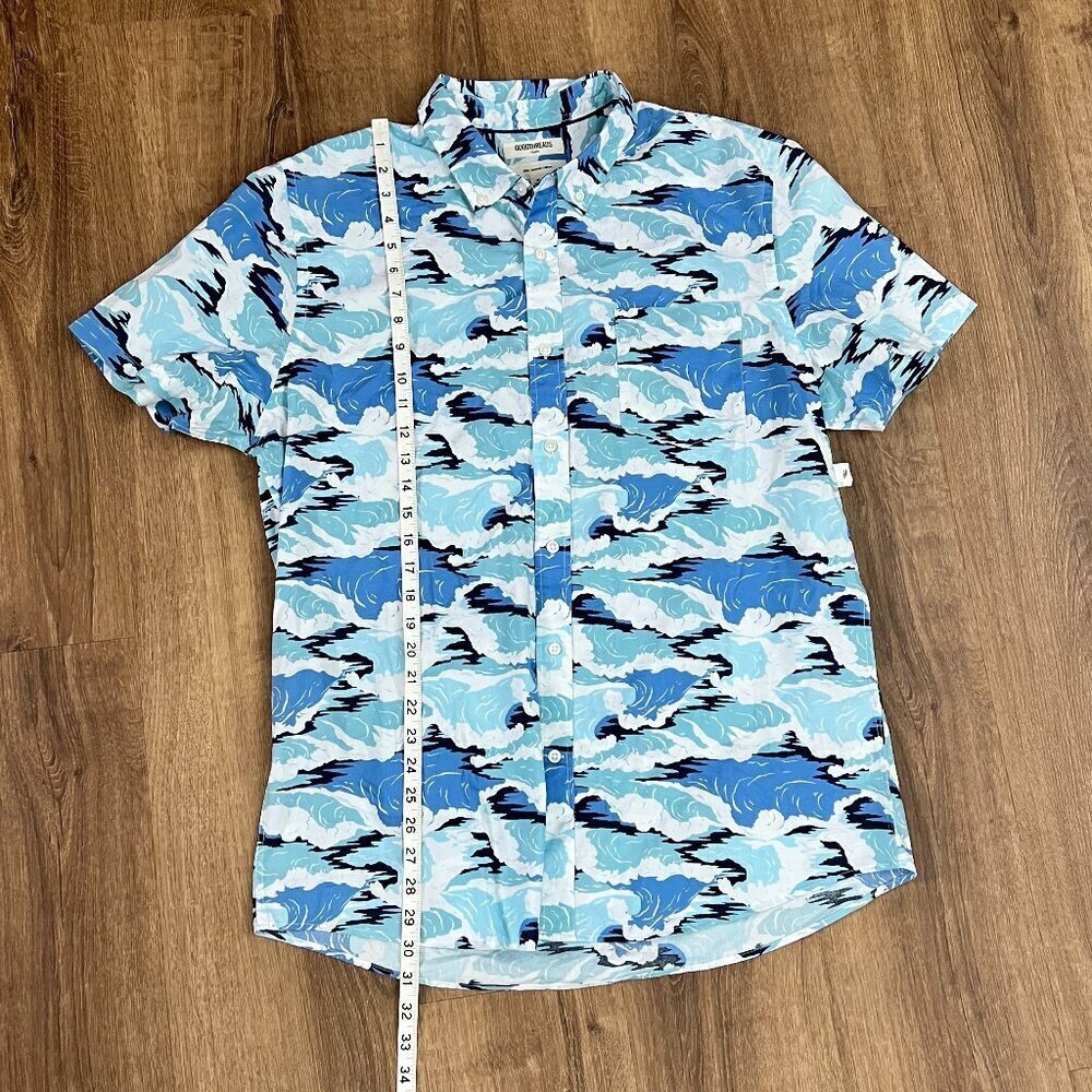 NEW Goodthreads Ocean Wave Men's Short-Sleeve Printed Cotton Shirt Sz XL - Picture 8 of 10